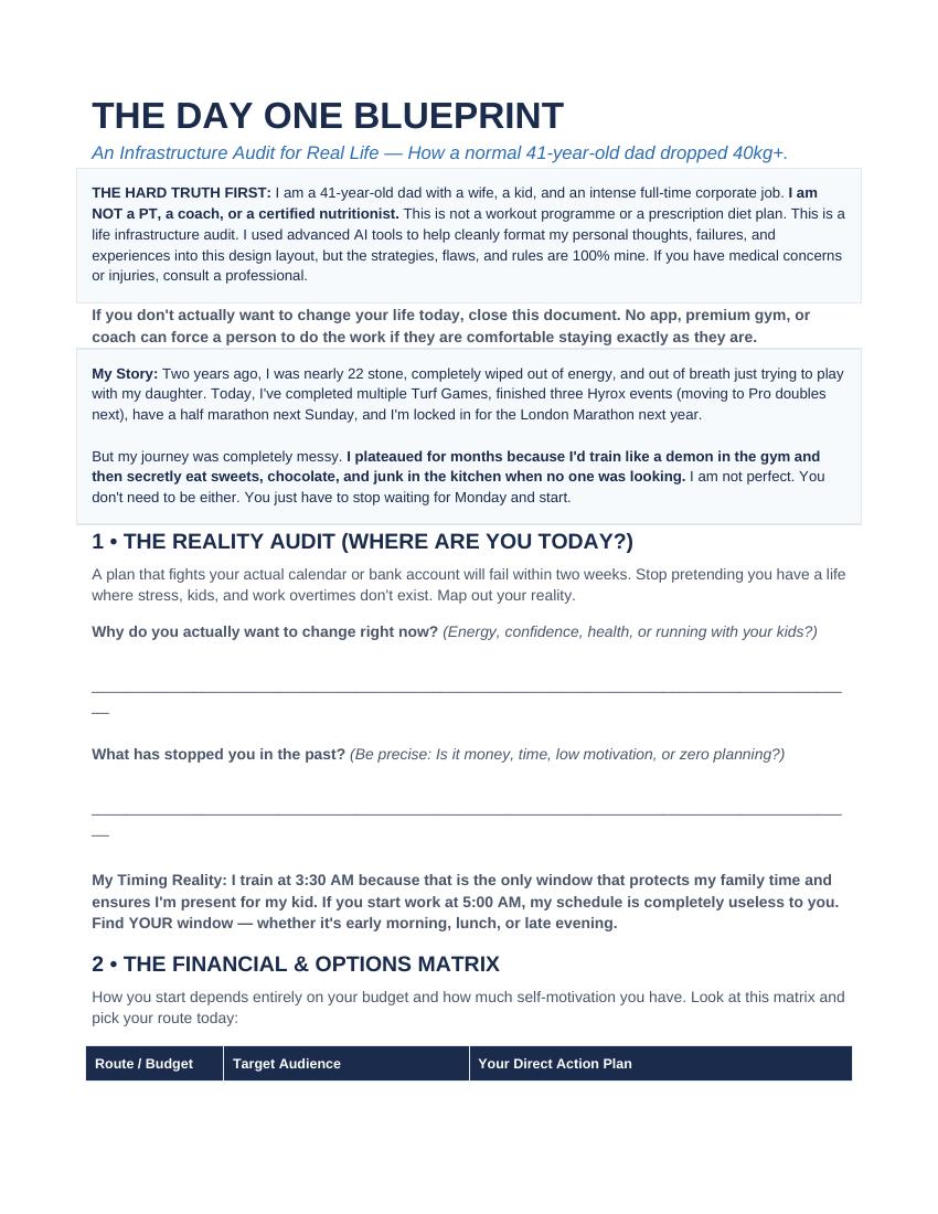 The Day One Blueprint — first-page preview of Danny Marshall's free guide